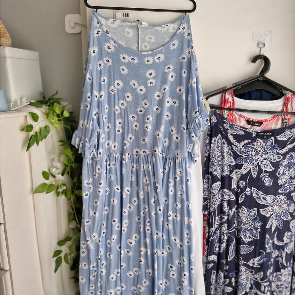Yours Clothing Blue Maxi Sundress with Dolman Sleeves